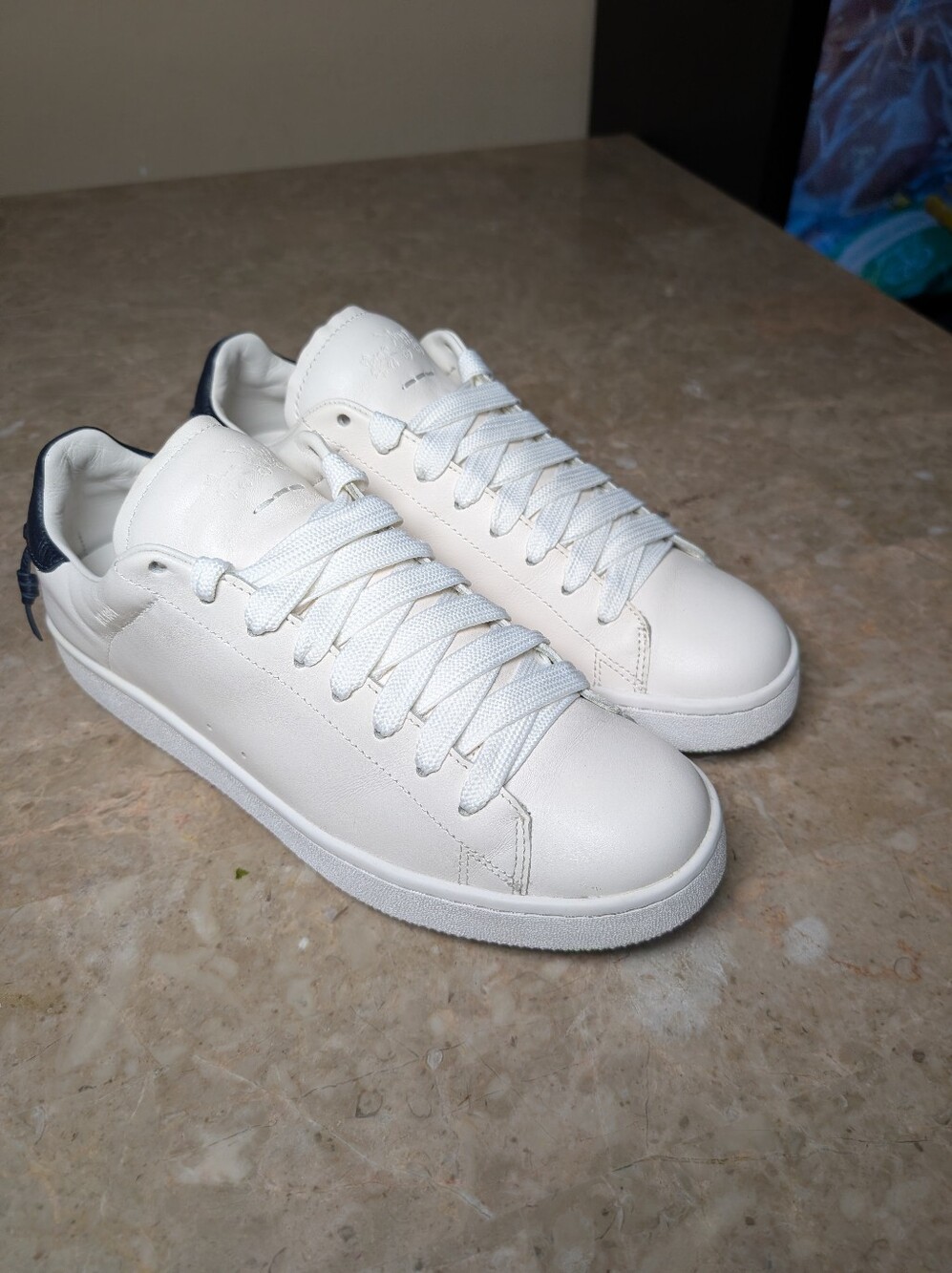 Coach C101 Low Top Leather White-Navy Shoes #G1245 Men's Size 9.5 No Box